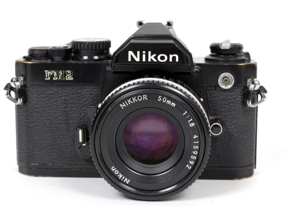 Image of Nikon FM2 35mm SLR Film Camera with 50mm F1.8 lens (CHROME/BLACK)