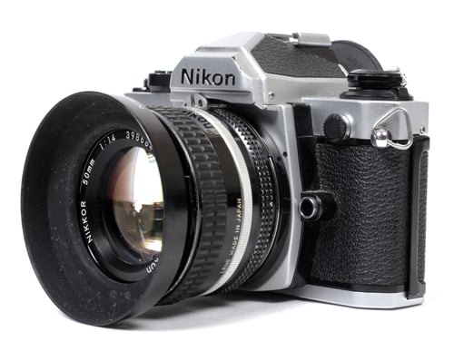 Image of Nikon FM2 35mm SLR Film Camera with 50mm F1.8 lens (CHROME/BLACK)