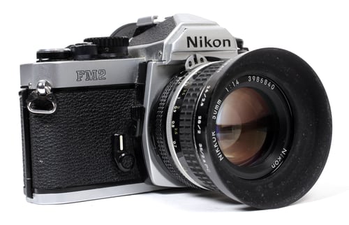 Image of Nikon FM2 35mm SLR Film Camera with 50mm F1.8 lens (CHROME/BLACK)