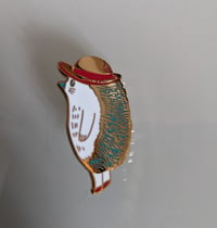 Image 2 of Hedgehog in hat enamel pin