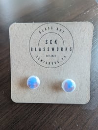 Glass Stud Earrings (Blue, White, & purple)