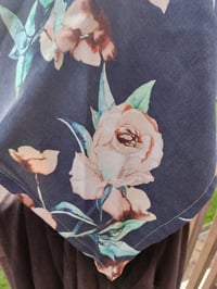Image 3 of Linen Bandana- Navy & Roses
