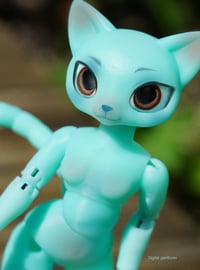 Image 1 of Shorthaired Cat Girl Ball Jointed Doll Base | Turquoise, Slim Body