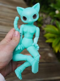 Image 4 of Shorthaired Cat Girl Ball Jointed Doll Base | Turquoise, Slim Body