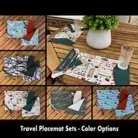 Image 1 of 15"x10" Travel Placemat with 10" Luncheon Napkin - Set 2 Options