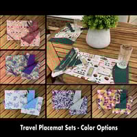 Image 1 of 15"x10" Travel Placemat with 10" Luncheon Napkin - Set 1 Options