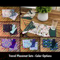 Image 1 of 15"x10" Travel Placemat with 10" Luncheon Napkin - Set 3 Options