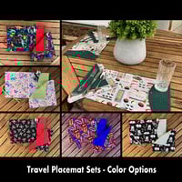 Image 1 of 15"x10" Travel Placemat with 10" Luncheon Napkin - Set 4 Options