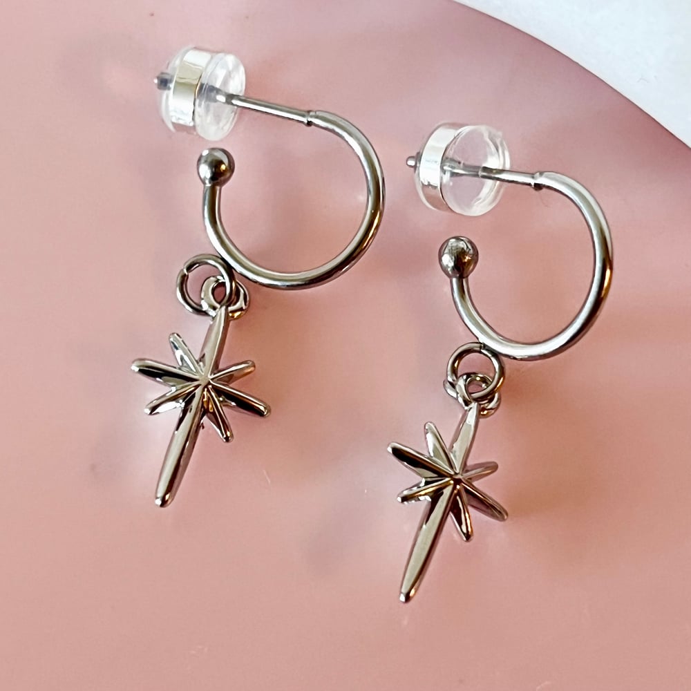 Image of Long Star Half Hoops Platinum