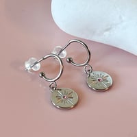 Image 1 of Stainless Steel Pink Starburst Half Hoops