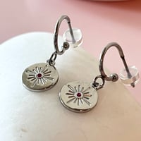 Image 2 of Stainless Steel Pink Starburst Half Hoops