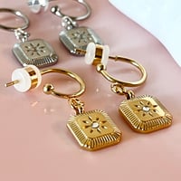 Image 2 of Little Square Sun Half Hoops 