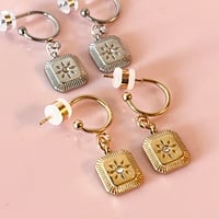 Image 4 of Little Square Sun Half Hoops 