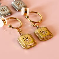 Image 3 of Little Square Sun Half Hoops 