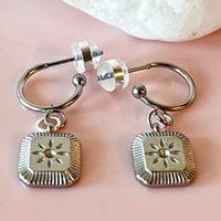 Image 7 of Little Square Sun Half Hoops 