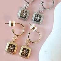 Image 8 of Little Square Sun Half Hoops 