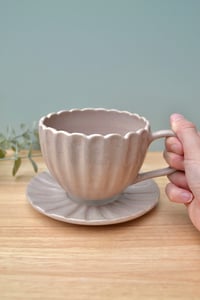 Image 2 of Dusty Pink Tea Cup and Saucer