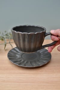 Image 2 of Charcoal Grey Tea Cup and Saucer