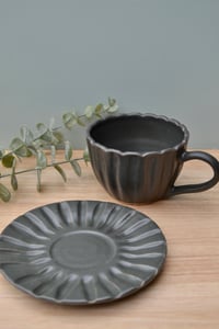 Image 3 of Charcoal Grey Tea Cup and Saucer