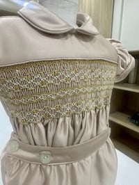 Image 2 of Boys champagne smocked suit 