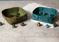Image 1 of Collapsible DND Dice Tray, Leather Valet Tray, Leather Dice Tray, Leather Catchall
