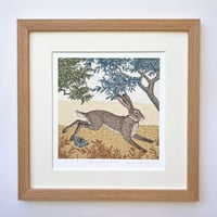 Image 1 of HAND DRAWN RUNNING HARE  SIGNED ART PRINT