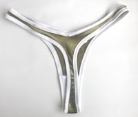 Image 2 of The VENUS thong in olive green velvet.