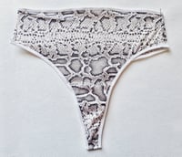 Image 4 of The FAITH thong in white python print