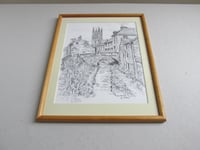 Image 2 of Vintage Helmsley North Yorkshire B&W Lithographic Art Print by John Stone 1977, Hand-Signed, Framed 