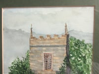 Image 3 of Vintage Watercolour Painting, Church Tower and Trees, Signed, Dated 2001, Naive Style, Framed  