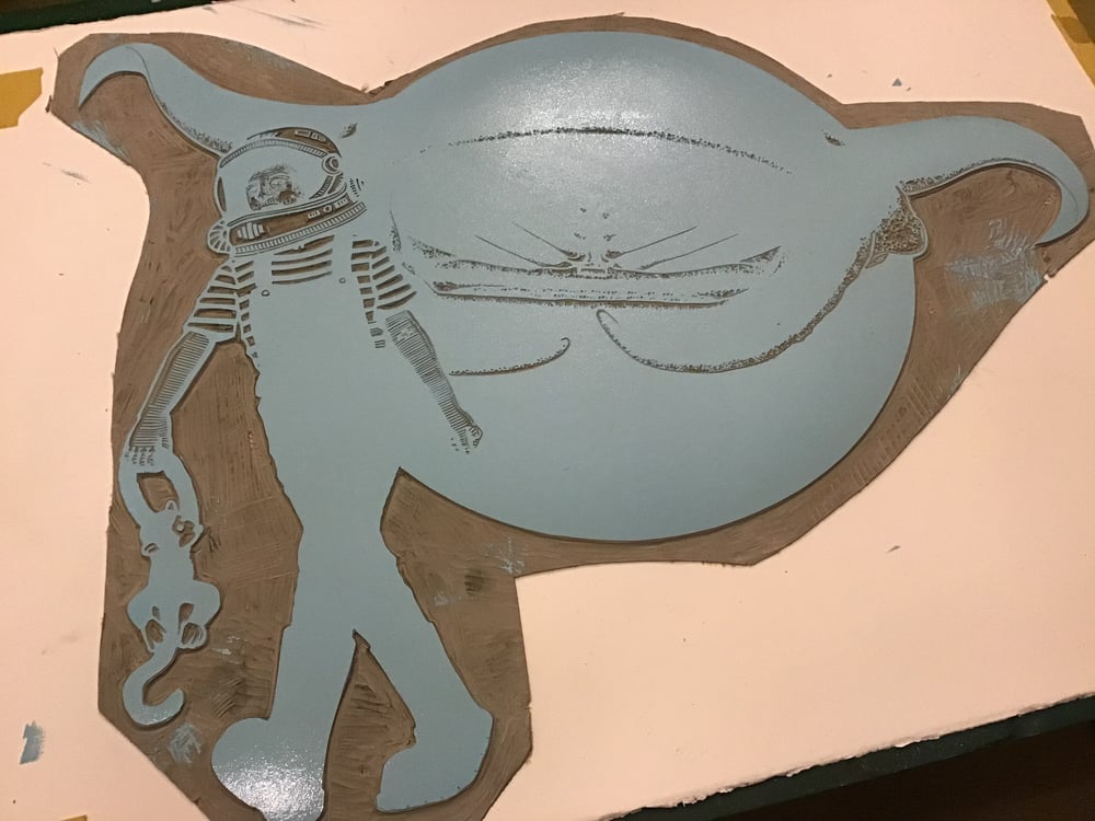 My Manta Ray linocut print