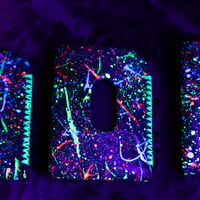 Image 2 of Minimalist Card Wallet-Black Full grain veg tan leather fluorescent black light reactive