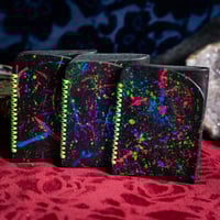 Image 1 of Minimalist Card Wallet-Black Full grain veg tan leather fluorescent black light reactive