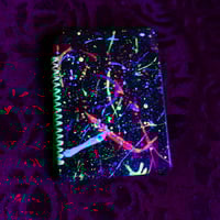 Image 3 of Minimalist Card Wallet-Black Full grain veg tan leather fluorescent black light reactive