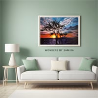 Image 2 of Original mesmerizing Sunset Forest Oil painting on Canvas,  colorful forest by Samira