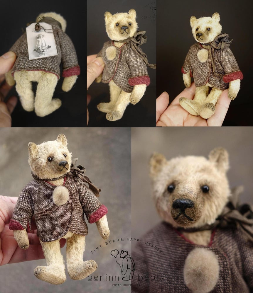 Image of Hobie, 5" OOAK Viscose Artist Teddy Bear Art Doll by Aerlinn Bears