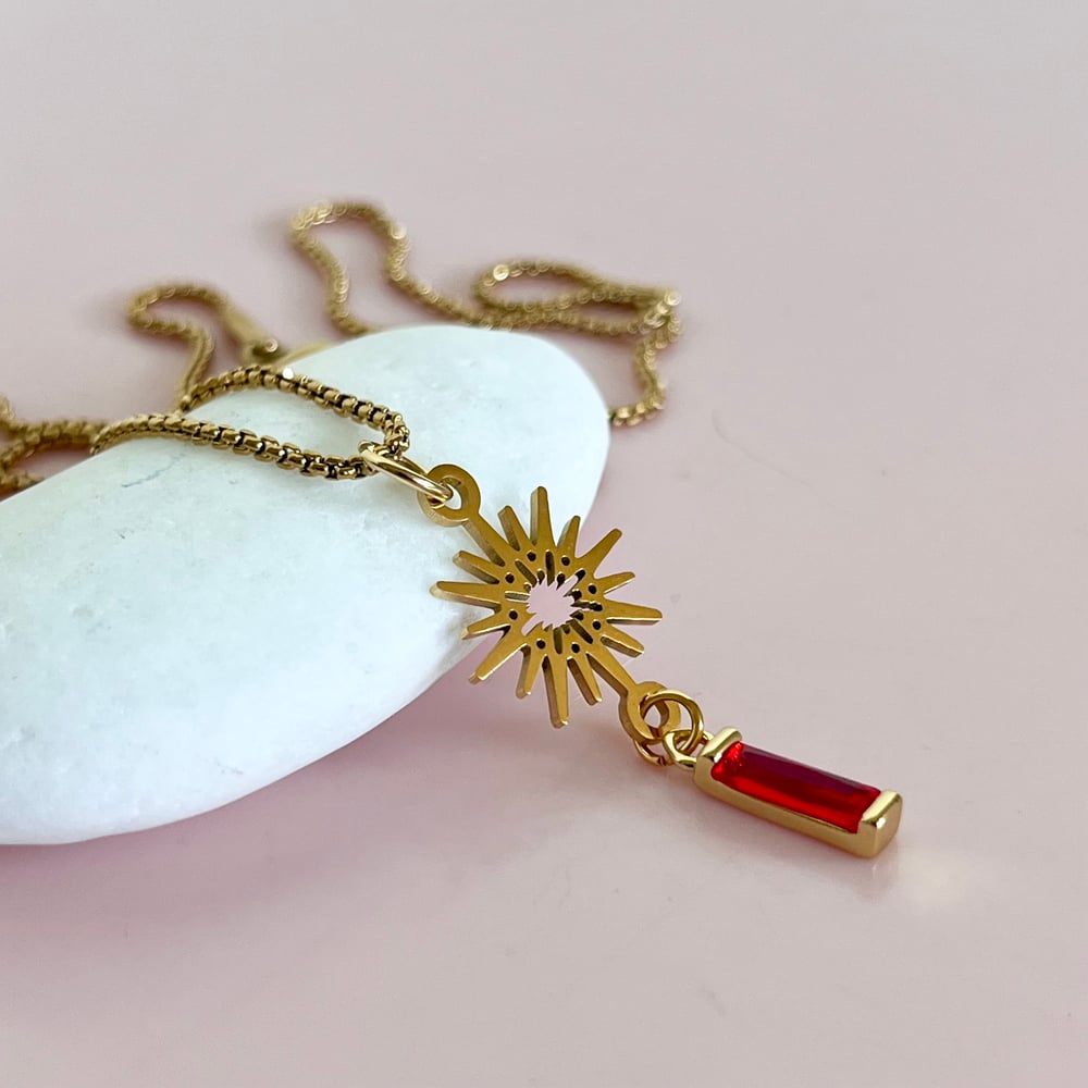 Image of Starburst and Red Glass Necklace