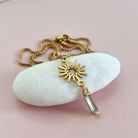 Image 1 of Starburst and Aquamarine Glass Necklace