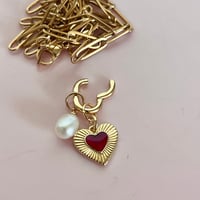 Image 4 of Heart and Pearl on a Paperclip Chain