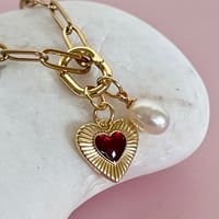 Image 5 of Heart and Pearl on a Paperclip Chain