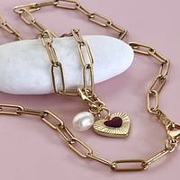 Image 6 of Heart and Pearl on a Paperclip Chain