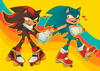 Image 1 of Rollerskating Sonic x Shadow Print