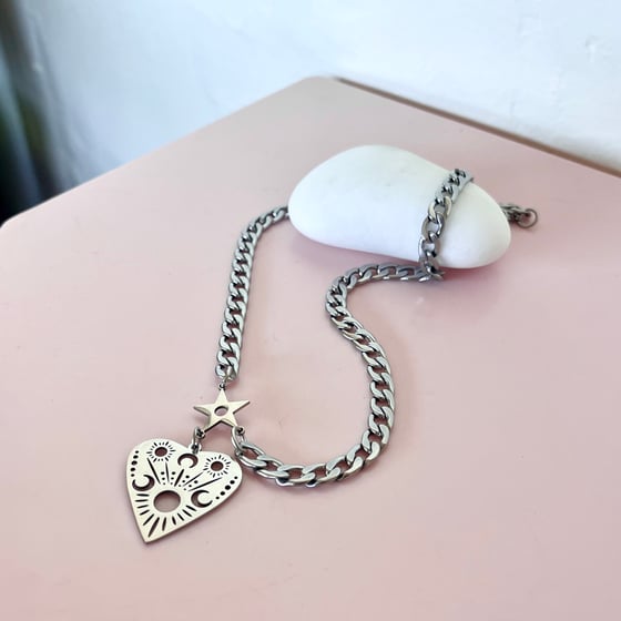 Image of Chunky Stainless Steel Heart Necklace