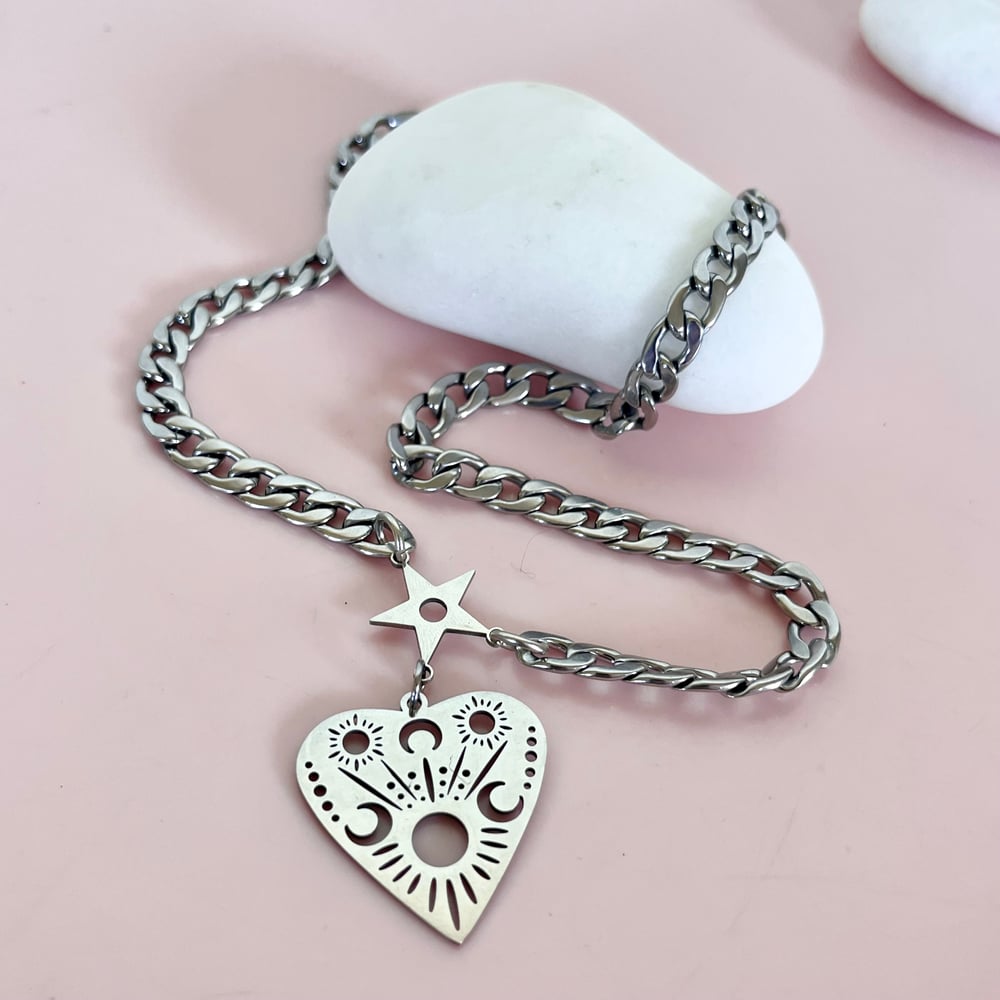 Image of Chunky Stainless Steel Heart Necklace