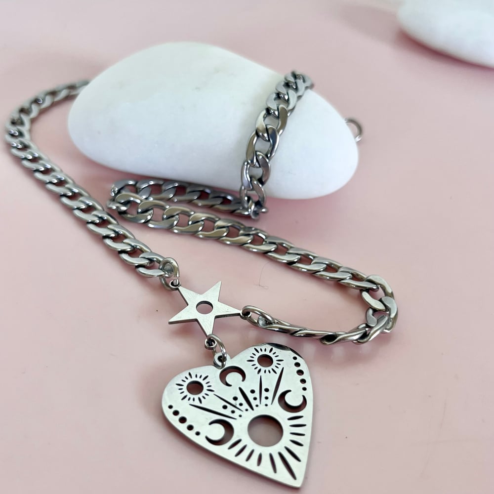 Image of Chunky Stainless Steel Heart Necklace