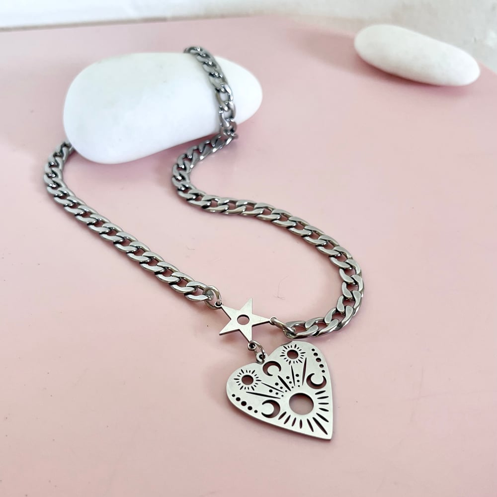 Image of Chunky Stainless Steel Heart Necklace