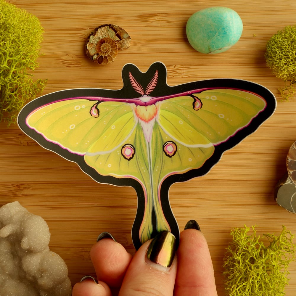 Vaporwave Luna Moth Sticker