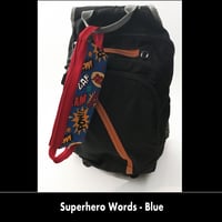 Image 2 of Pencil Pouch - Superhero Words on Blue