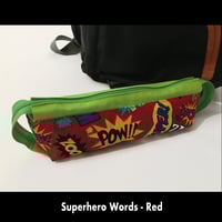 Image 3 of Pencil Pouch - Superhero Words on Red
