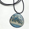 Contemporary Porcelain Statement Necklace, Handmade Pendant, Blue Stems (Rounded)